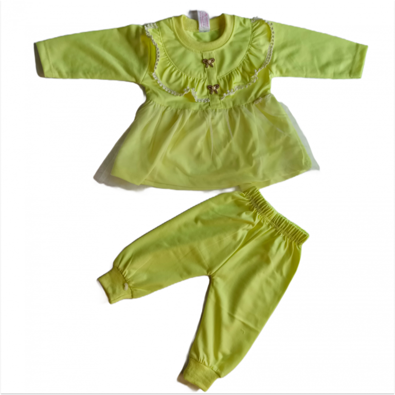 Lemon-Lime Baby Frock & Pajama Set