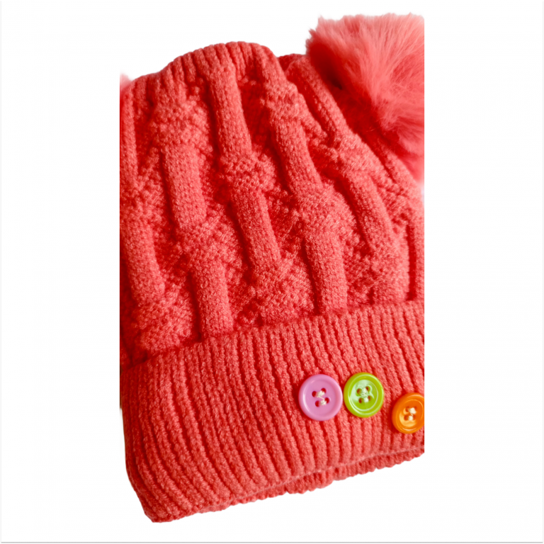 Charming Knitted Baby Beanies with Pom-Poms & Buttons