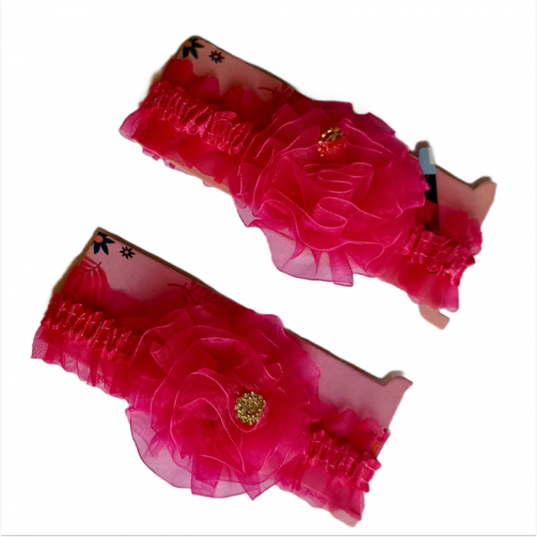 1 Flower Girls Fancy Hair Bands – Pink Floral Pair